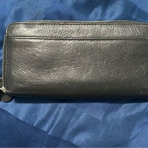Coach Black Clutch with Leather Material and Zip Closure